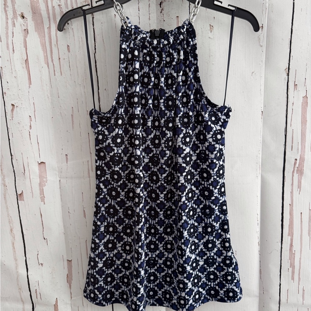 Michael Kori’s Navy and White Halter Top XS